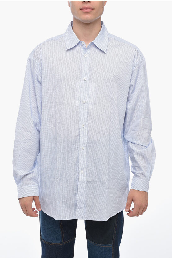 Hed Mayner Spread Collar Striped Shirt