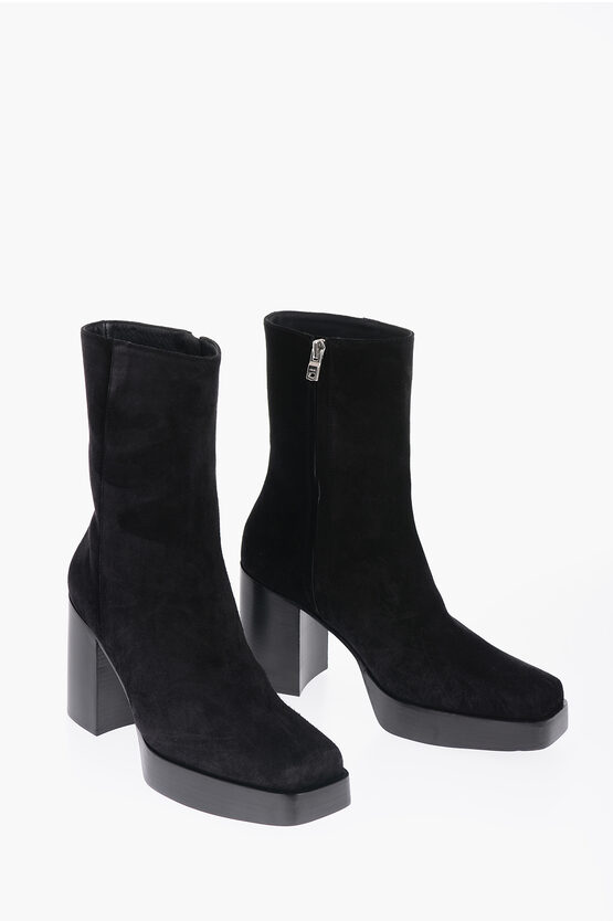 Amiri Square Toe Sueede Booties Heel 10cm