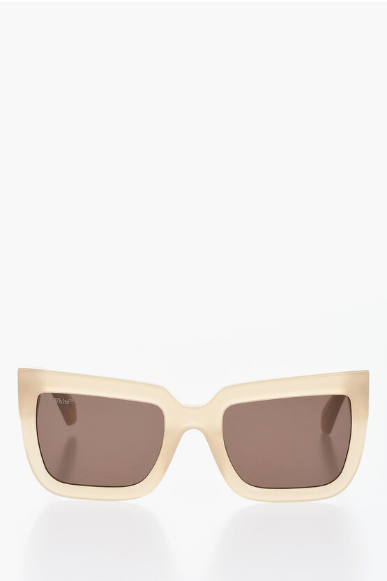 Off-white Squared Firenze Sunglasses With Logoed Rods In Brown