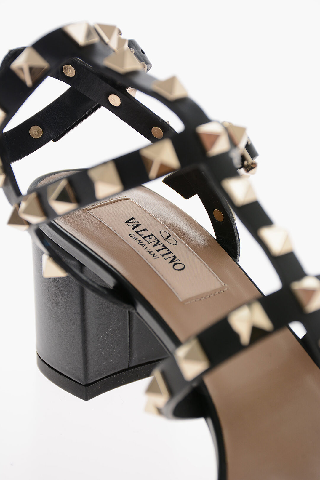 Valentino Squared Heel ROCKSTUD Leather Sandals 6cm women