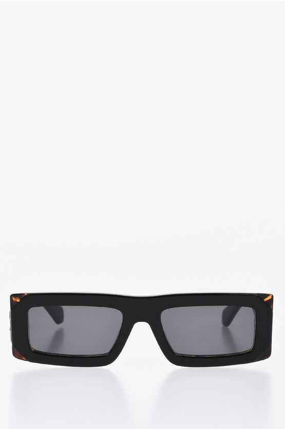 Off-white Squared Laurel Sunglasses With Tortoiseshell Frame In Black