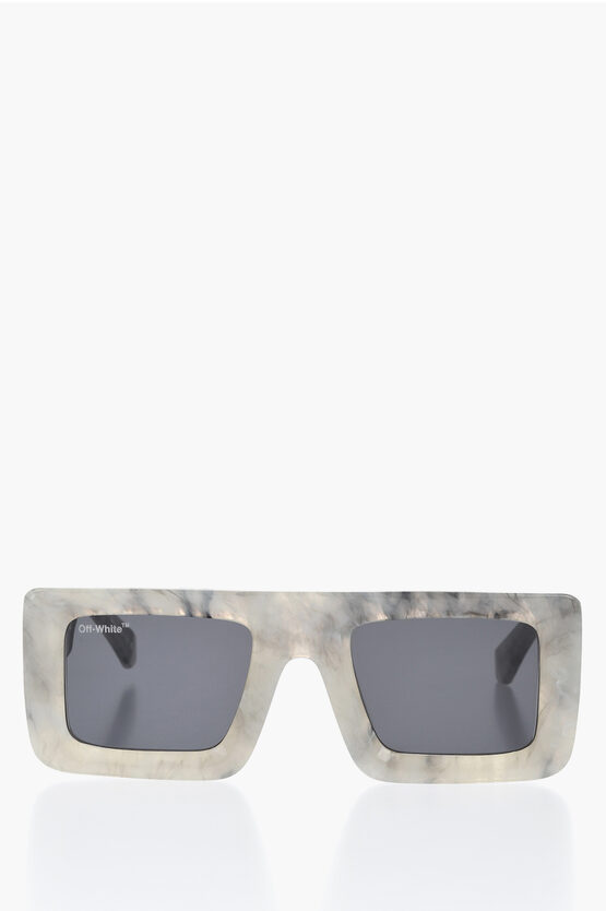 Off-white Squared Leonardo Sunglasses With Marble-effect Frame In Gray