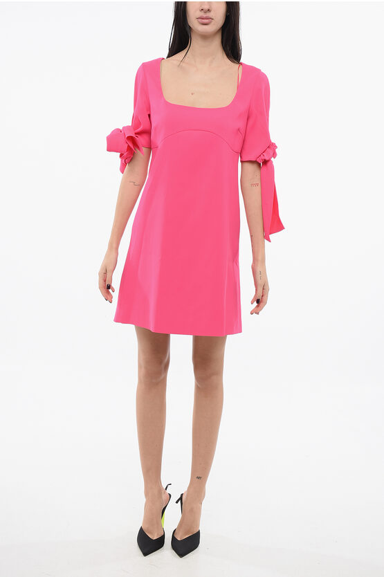 Pinko Squared Neckline Verdicchio Flared Dress With Bow On The Sle