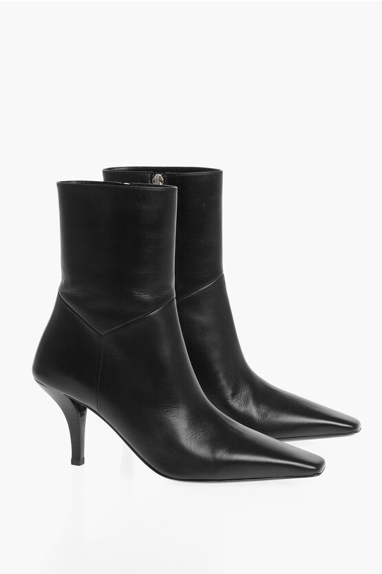 Gucci Squared Toe Malaga Leather Booties 7cm