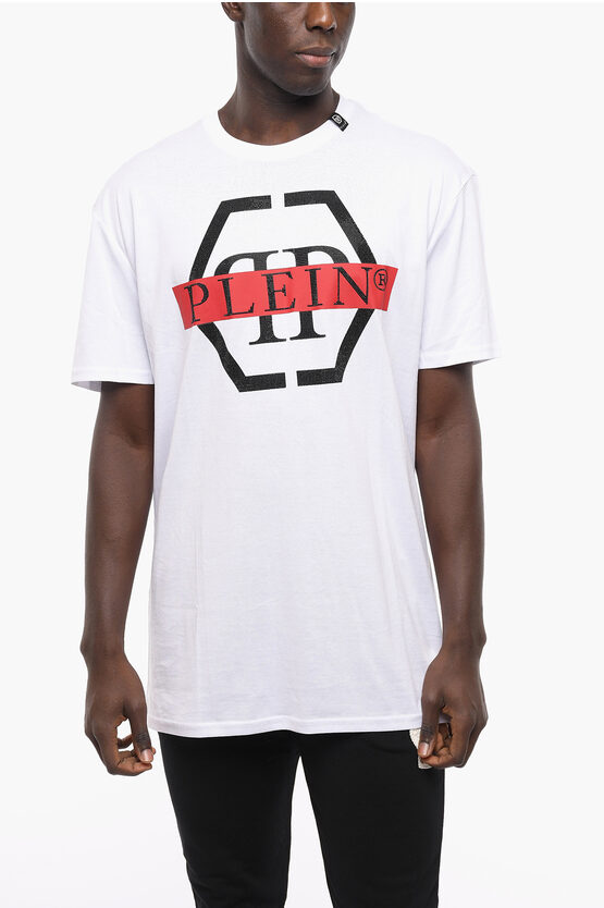 Philipp Plein Ss Hexagon Logoed T-shirt Crew-neck In White