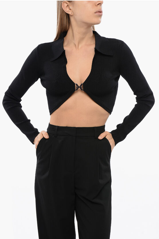 John Richmond Stalag Cropped Cardigan With Metal Application