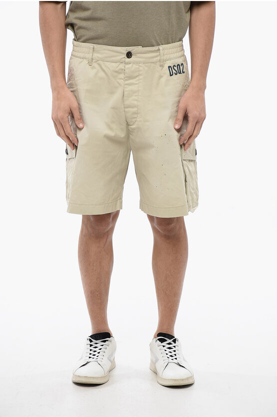 Dsquared2 Stamps 64 T. Cargo Pants With Paint Motif
