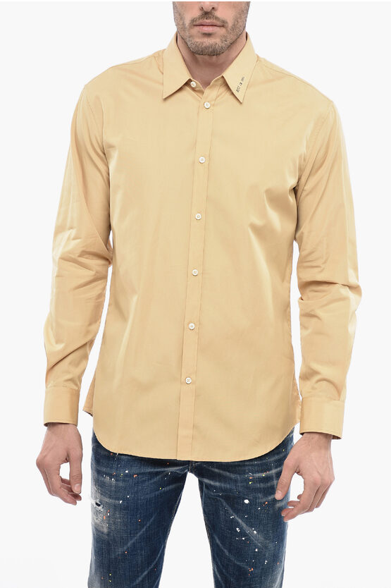 Dsquared2 Standard Collar 1964 Cotton Shirt In Yellow
