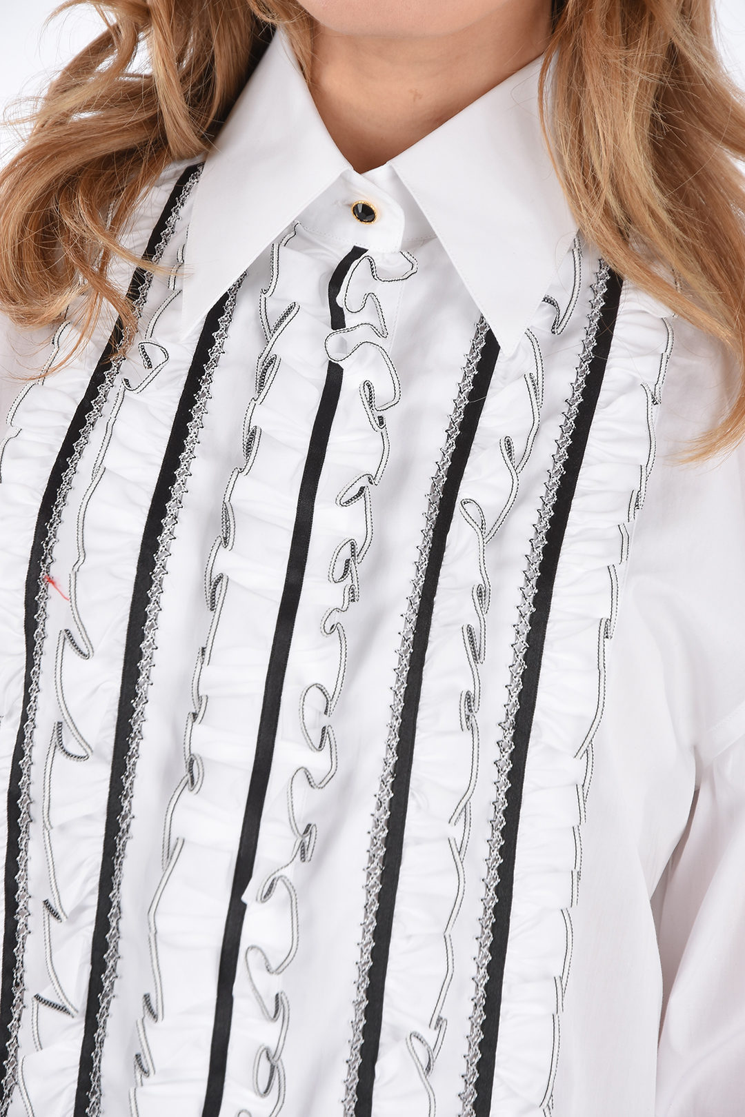 Dolce & Gabbana Standard Collar Ruffle Front Shirt with Frilled Cuffs women - Glamood Outlet