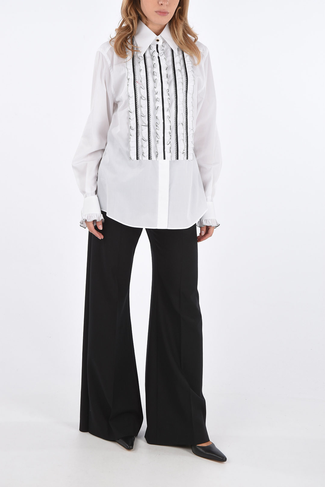 Dolce & Gabbana Standard Collar Ruffle Front Shirt with Frilled Cuffs women - Glamood Outlet