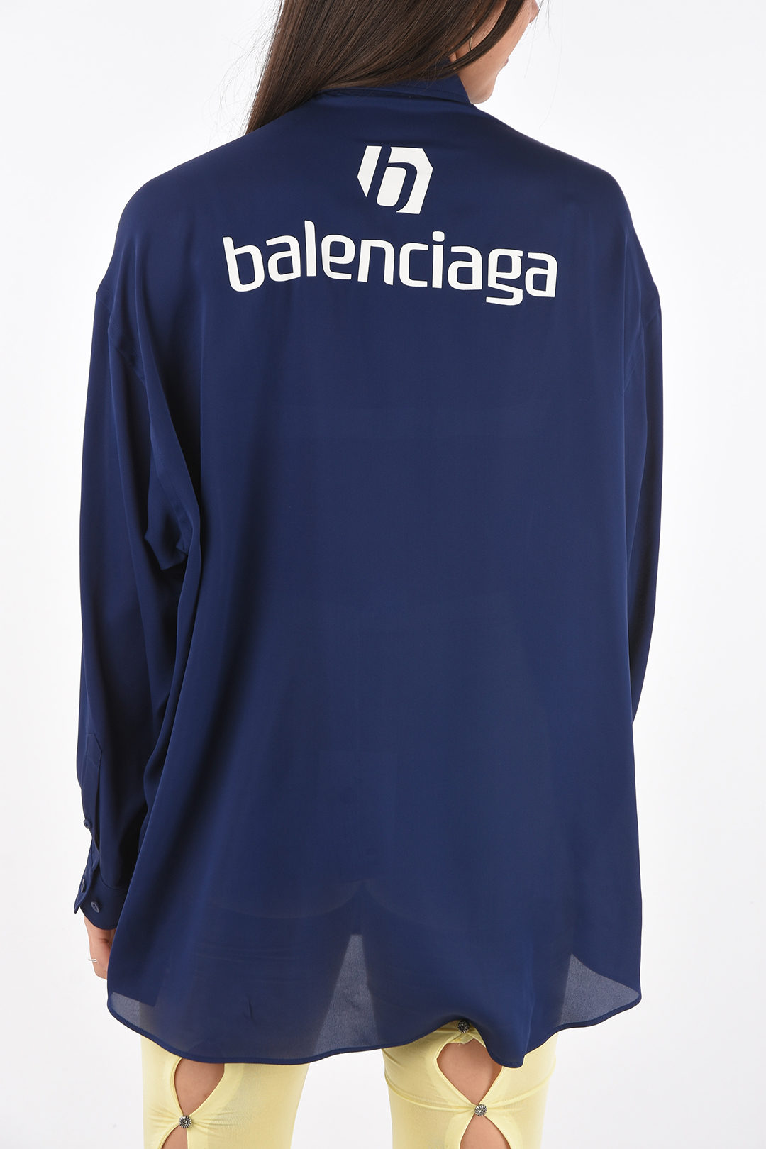Balenciaga Standard Collar SPONSOR Oversized Silk Shirt