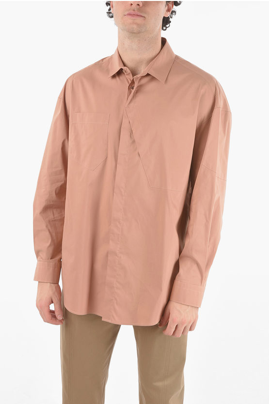 Neil Barrett Standard Collar Workwear Hybrid Shirt In Pink