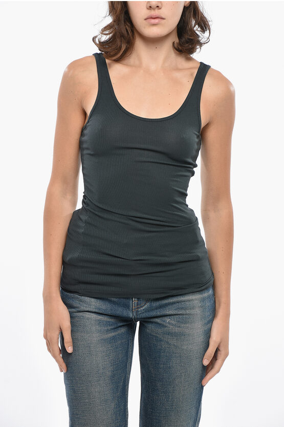 James Perse Standard Solid Color Ribbed Tank Top In Black