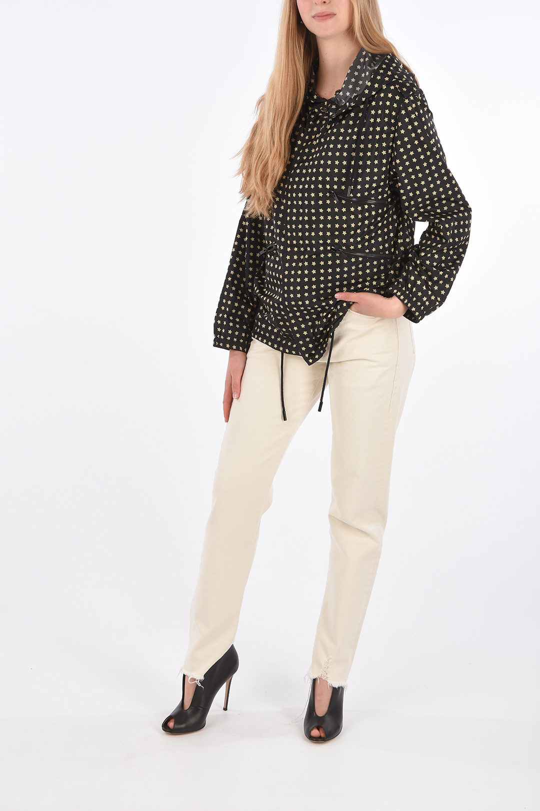 Saint Laurent Star Printed Lightweight Jacket with Hood women