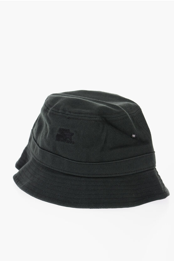 Marcelo Burlon County Of Milan Starter Black Label Solid Color Bucket Hat With Embossed Log