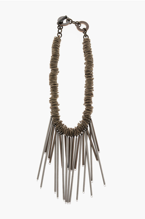 Monica Trevisi Steel Necklace With Pendants In Brown