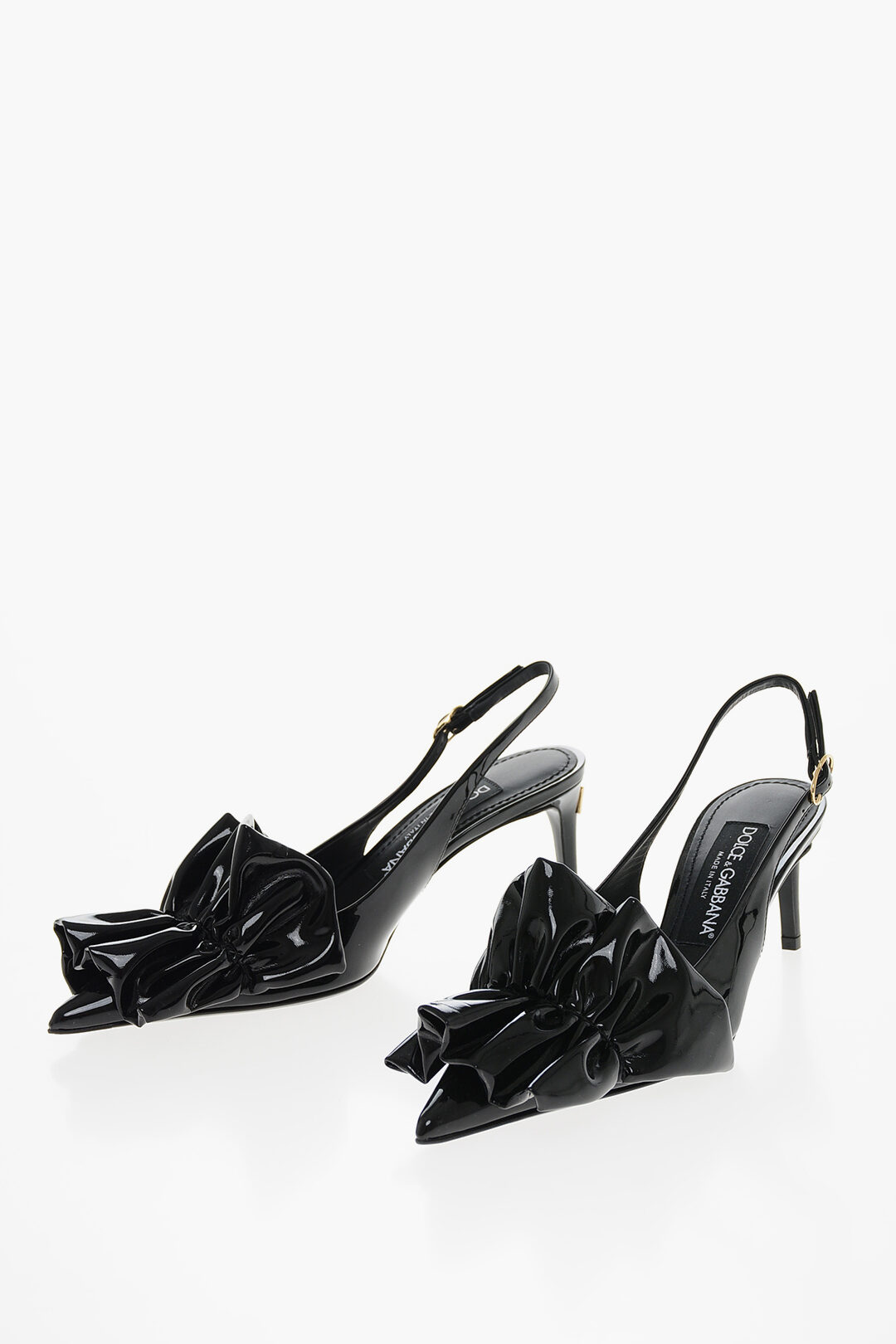 Dolce Gabbana Stiletto Heel LOLLO Patent Leather Slingbacks 7cm