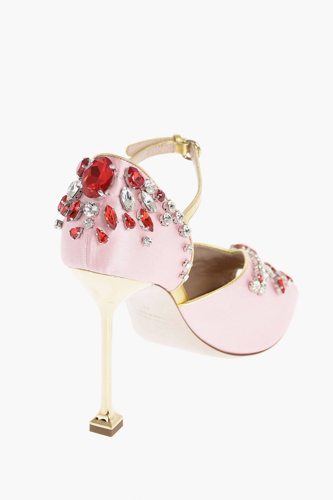 Miu Miu Stiletto Heel Open Toe Satin Sandals with Stones