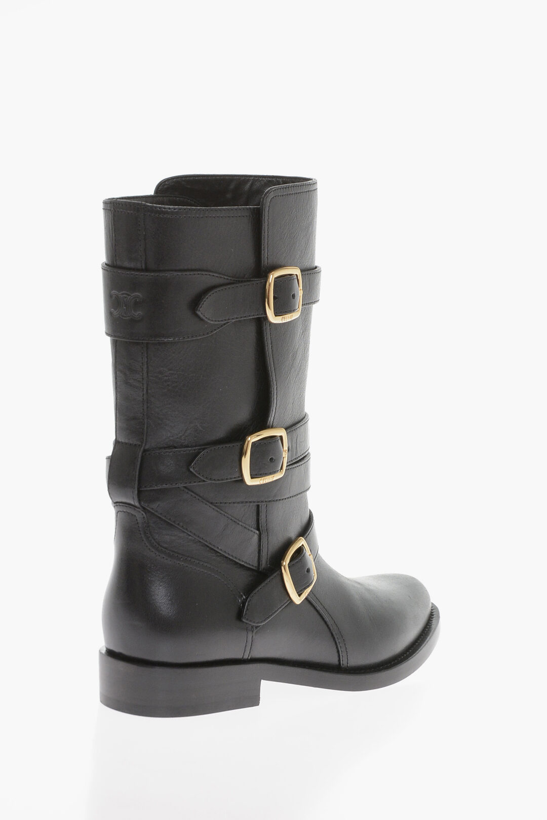 Celine Stivali Biker in Pelle con Design Tre Fibbie donna