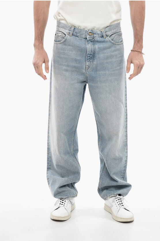 Alanui Stone Washed Baggy Fit Denims 21cm In Blue