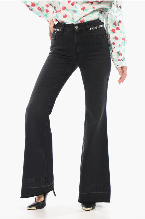 Stella Mccartney Stone Washed Bootcut Denims With Chain Details 33cm In Black