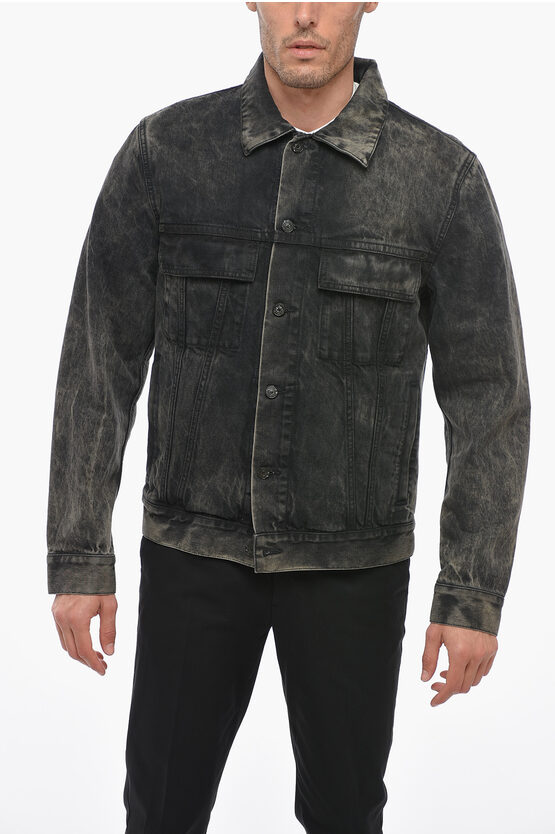 Givenchy Stone Washed Denim Jacket In Gray