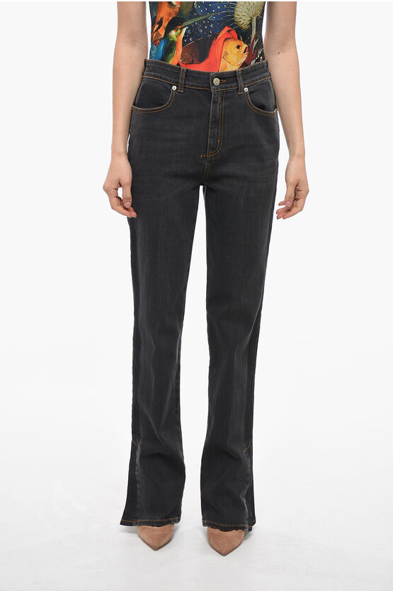 Shop Alexander Mcqueen Bootcut Stone Washed Denims With Ankle Splits