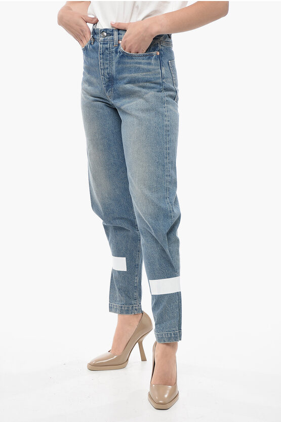 Shop Tanaka Stonewashed Dad Jeans With Silver-tone Buttons 14cm