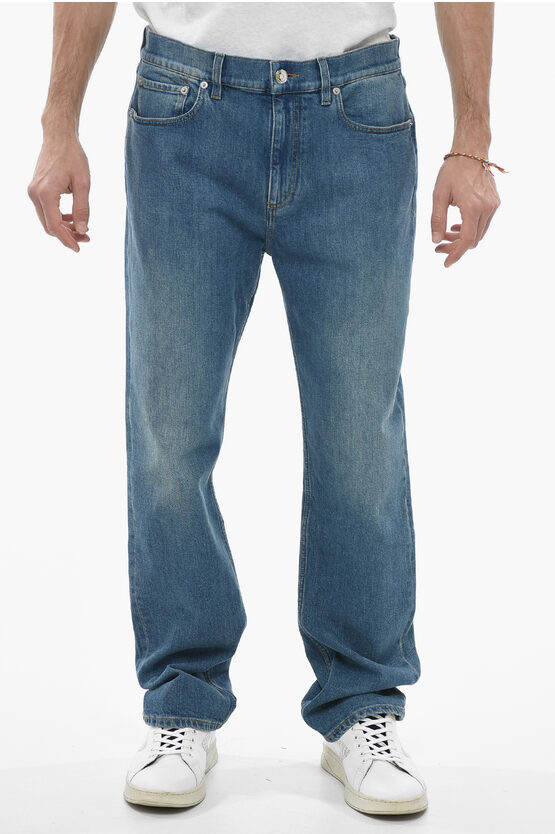 Burberry Stonewashed Effect Denims With Back Embroidered Logo In Blue