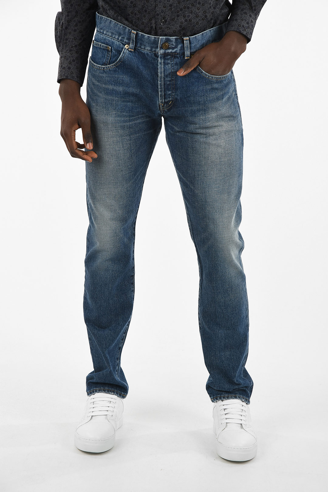 Saint Laurent Stonewashed Slim Fit Jeans 19cm men - Glamood Outlet