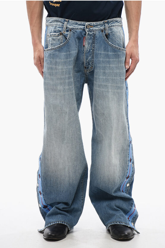 Dsquared2 Straight Fit Big Jeans With Logoed Bands And Side Buttons 27