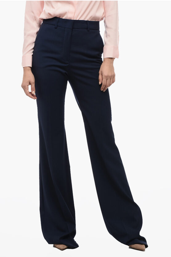 Sportmax Straight Fit Hangar Wool Pants With Concealed Closure In Blue