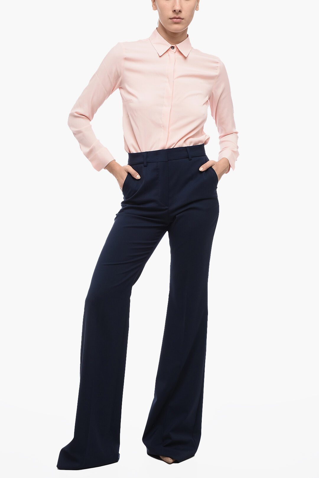 Sportmax Straight Fit HANGAR Wool Pants with Concealed