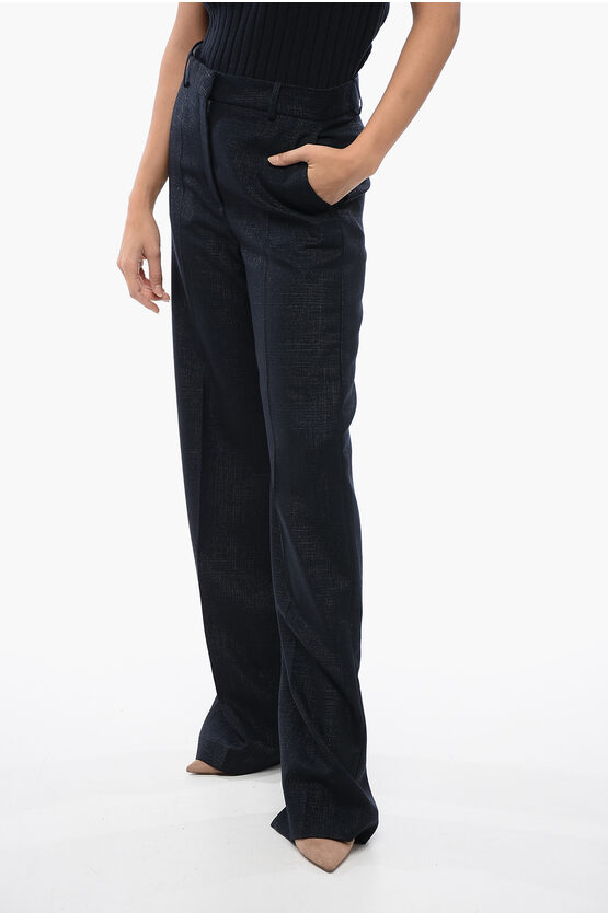 Stella Mccartney Straight-fit Pants With Lurex Check Motif In Black