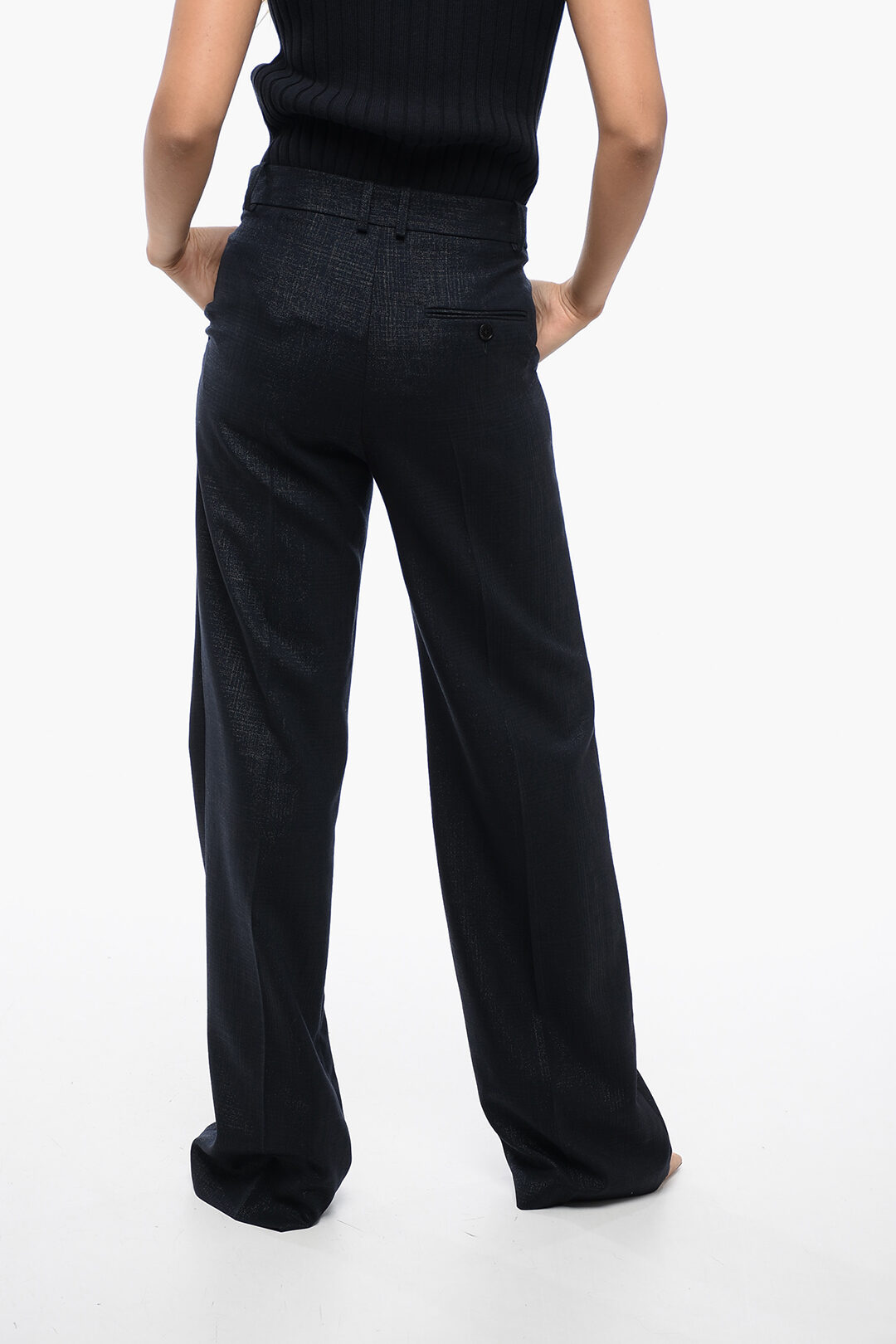 【関税込み】stella mccartney Lurex pants Stella McCartney Lurex ribbed-knit straight-leg Trousers