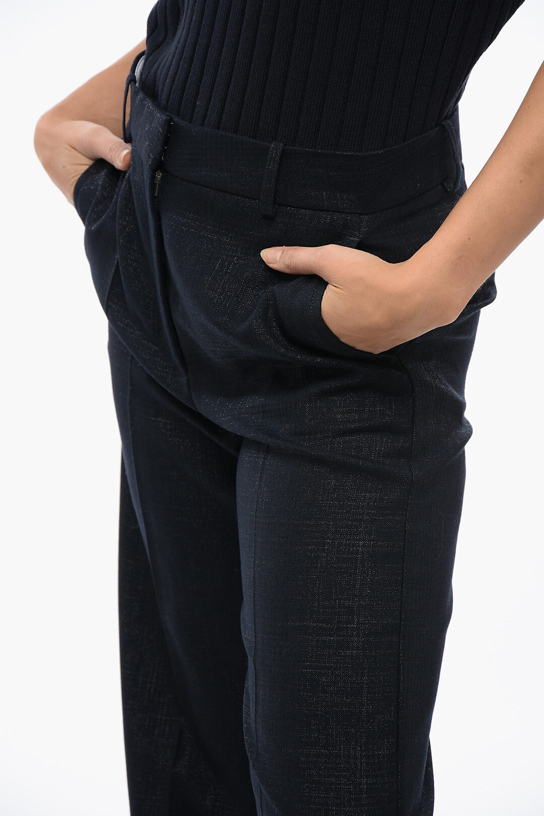 Stella McCartney Straight-Fit Pants with Lurex Check Motif
