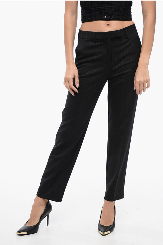 Shop True Royal Straight-fit Pants With Lurex Striped Motif