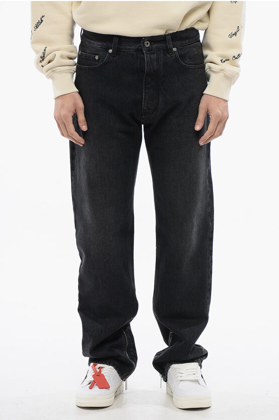 Off-white Straight-fit Skate Jeans With Side Zip