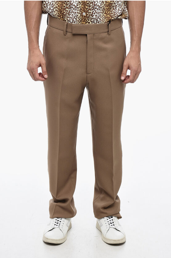 Shop Gucci Straight Fit Tailoring Pants With Logo