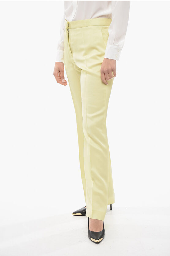 Shop Jil Sander Straight Fit Viscose Satin Pants With Flush Pockets