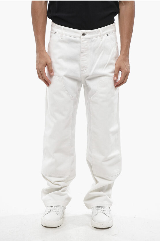 Dior Straight Leg Carpenter Jeans With Logoed Patch 22cm In White