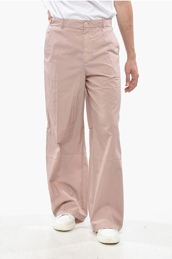 Our Legacy Straight Leg Cotton And Nylon Pants With Mother Of Pearl But In Pink