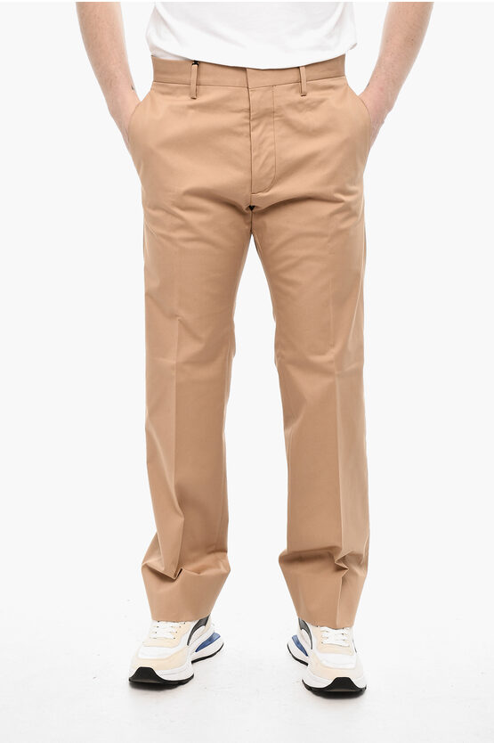 Dsquared2 Straight Leg Cotton Twill Pants With Belt Loop