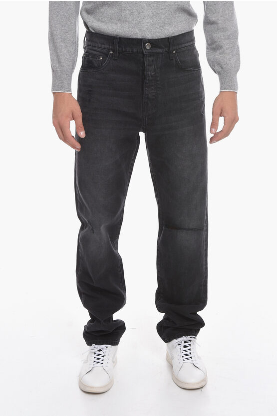 Amiri Straight-leg Denims With Distressed Details 21cm In Gray