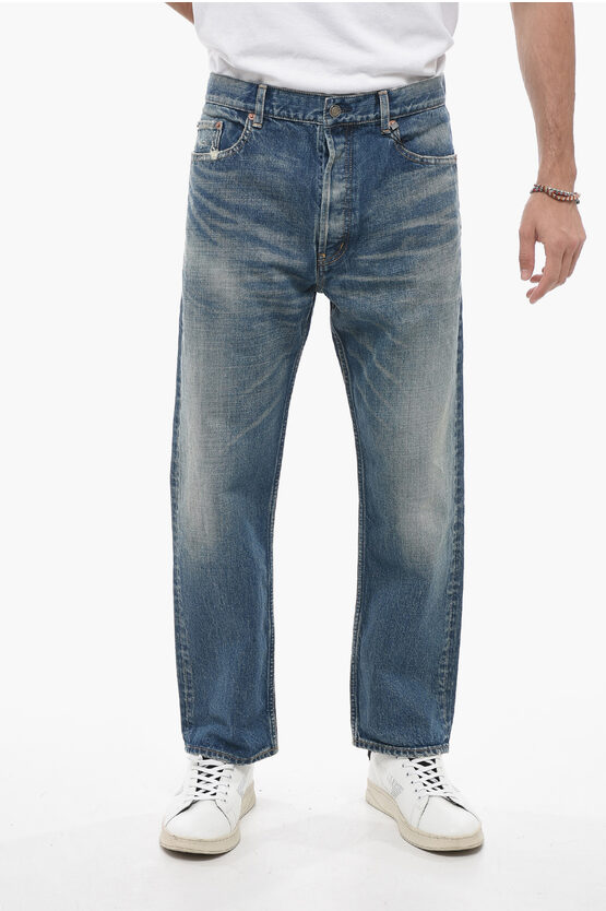 Shop Saint Laurent Straight-leg Denims With Vintage Effect 20cm