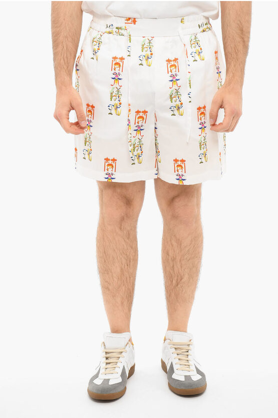 Opening Ceremony Straight-leg Drawstringed Shorts With Chinese Motif In White