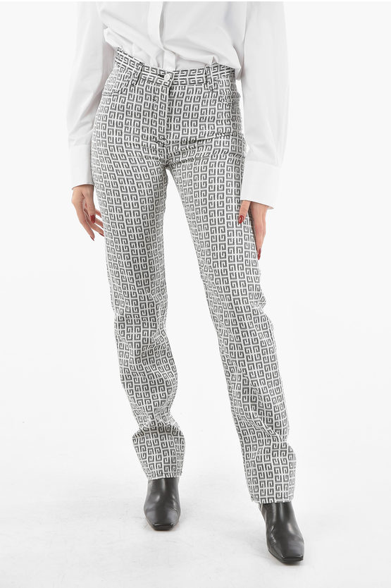 Givenchy Straight-leg Jeans in Embroidered Monogram Patterm