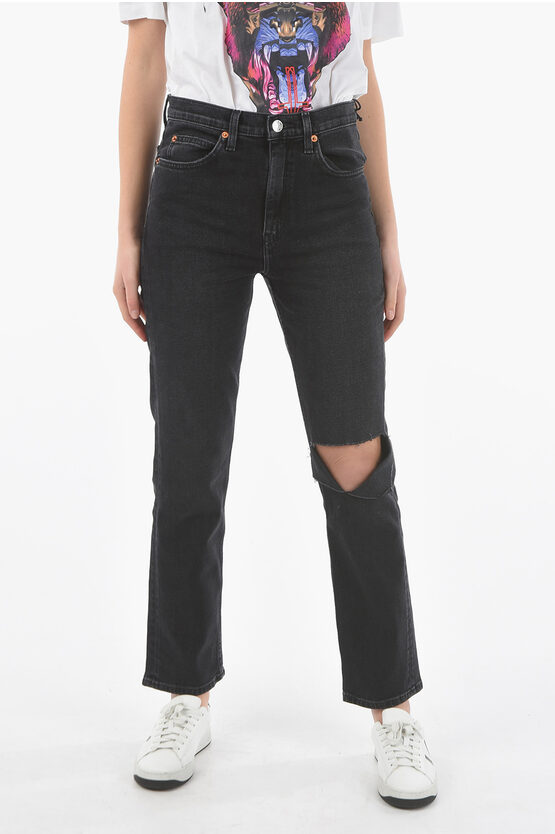 Shop Re/done Straight-leg Jeans With Cut-out Detailing At Knee