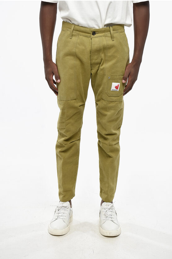 Dsquared2 Straight Leg Pants With Contrasting Patch In Gray