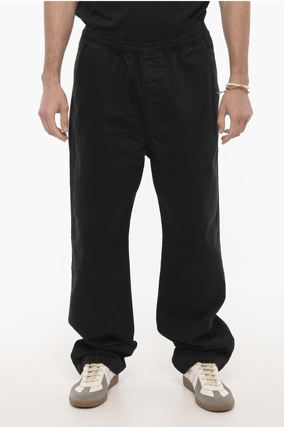 Stussy Straight Leg Pants With Elastic Waistband In Black